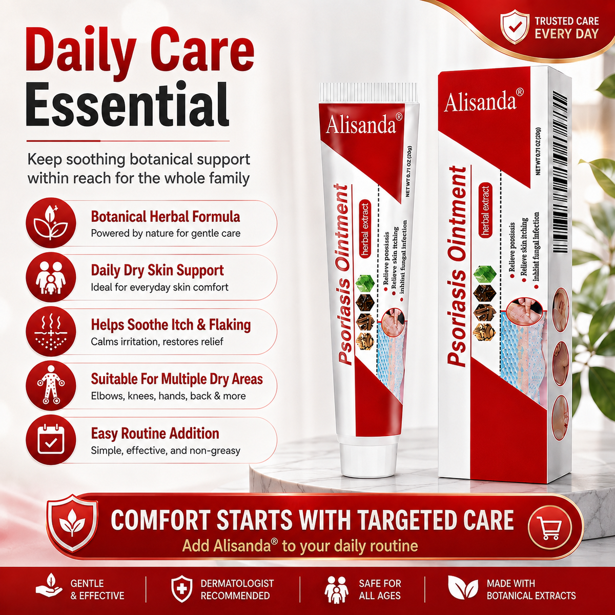 Alisanda® Botanical Skin Relief Ointment for Dry, Itchy & Flaky Skin