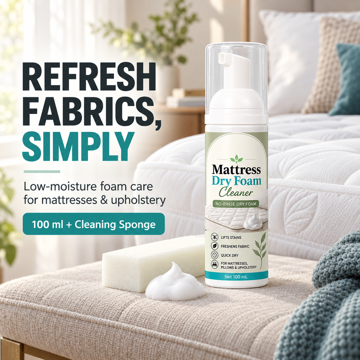 🔥 No-Rinse Mattress &amp; Upholstery Foam Cleaner