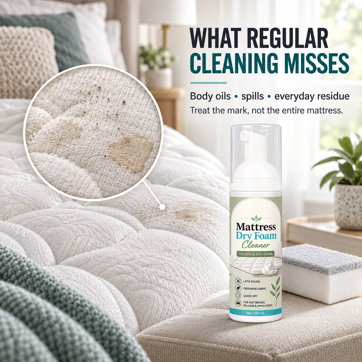 🔥 No-Rinse Mattress &amp; Upholstery Foam Cleaner