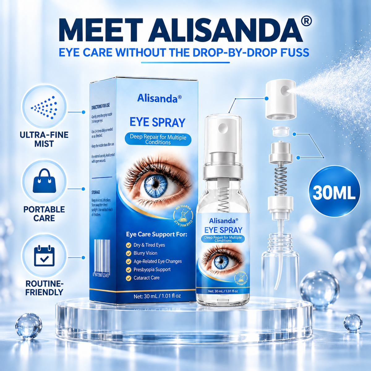 Alisanda® Eye Spray✅For dry eyes, blurry vision, eye strain, presbyopia, and cataracts