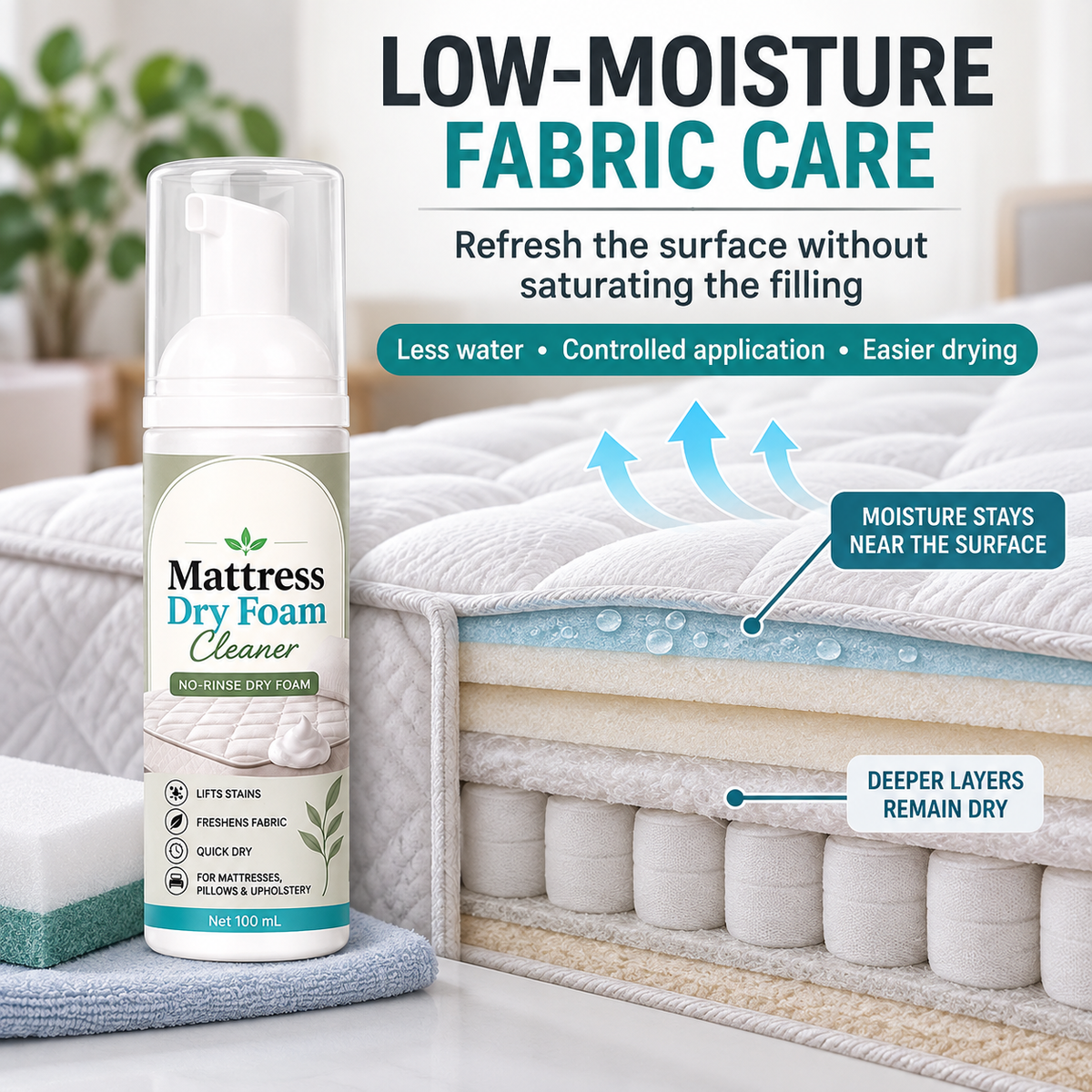 🔥 No-Rinse Mattress &amp; Upholstery Foam Cleaner