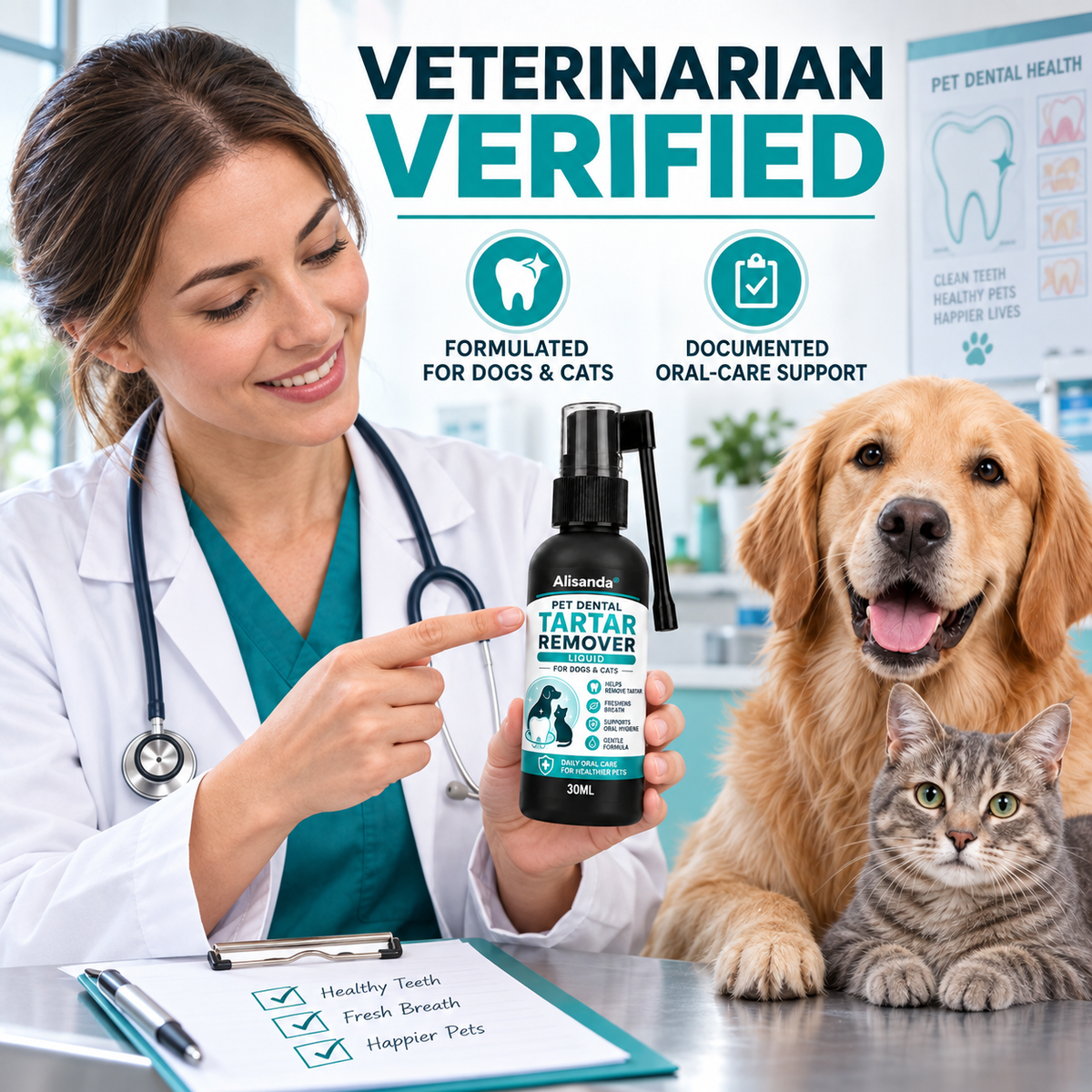 Gentle Pet Dental Cleaning Spray for Dogs & Cats