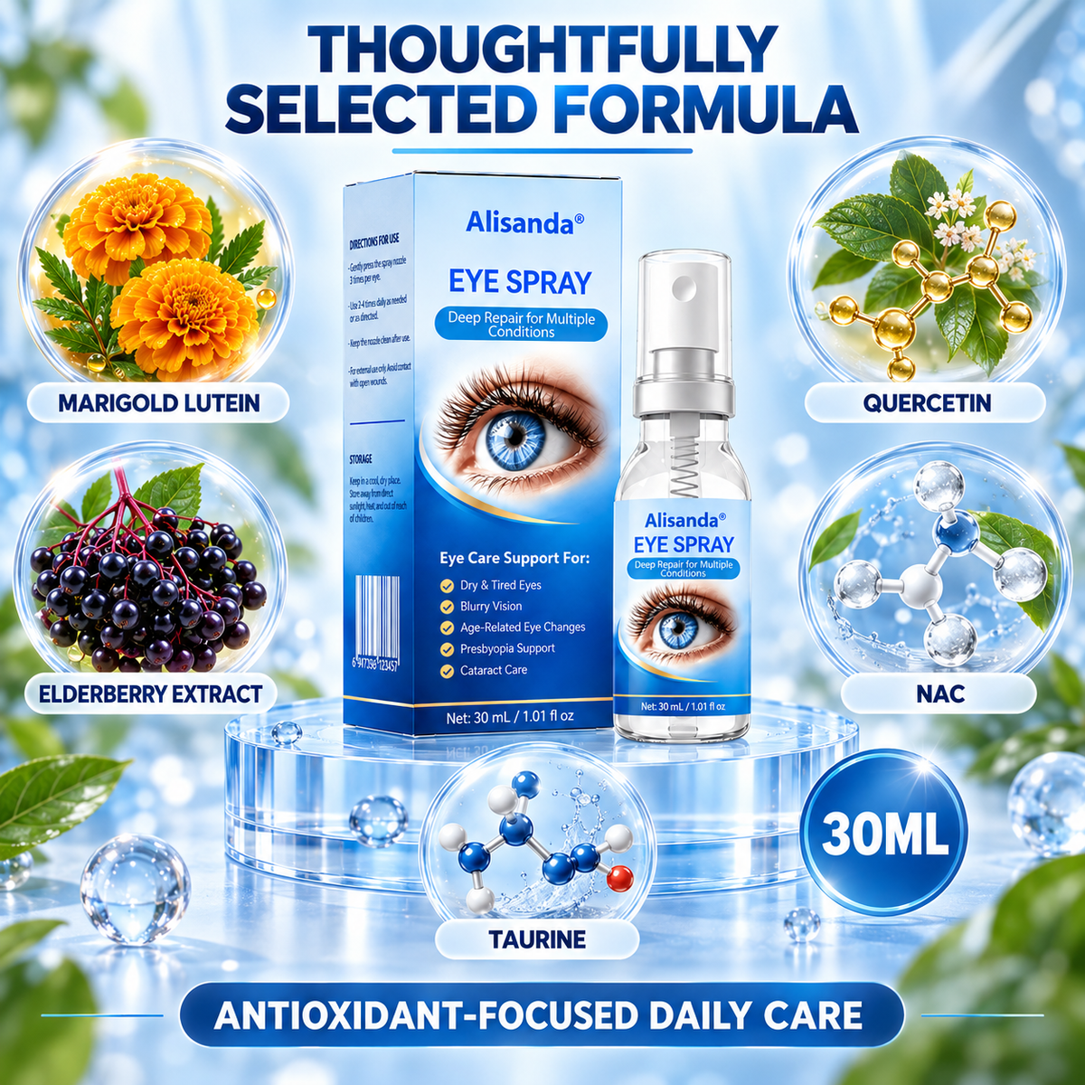 Alisanda® Eye Spray✅For dry eyes, blurry vision, eye strain, presbyopia, and cataracts