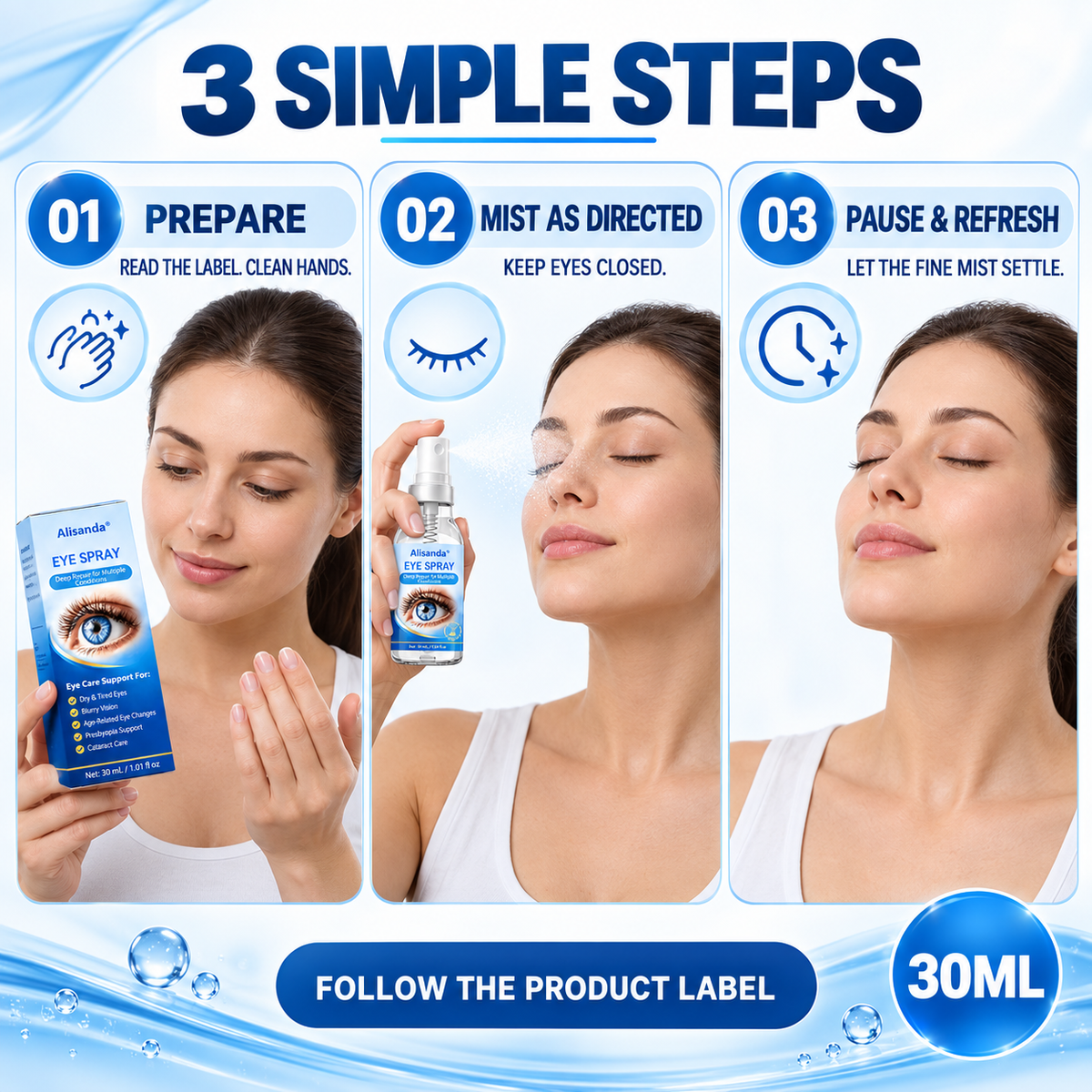 Alisanda® Eye Spray✅For dry eyes, blurry vision, eye strain, presbyopia, and cataracts
