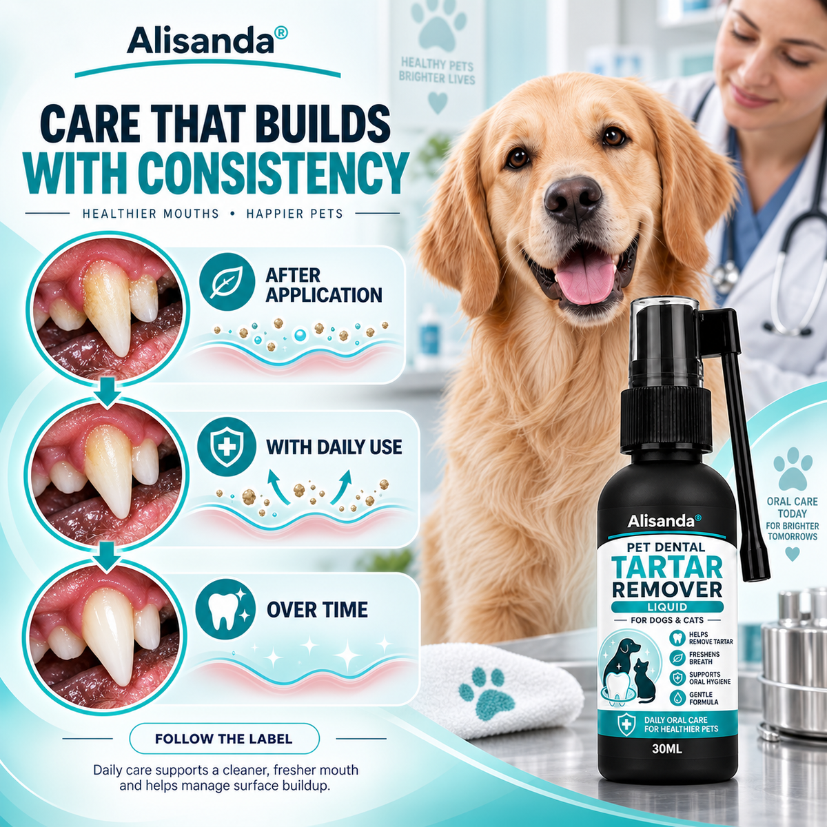 Gentle Pet Dental Cleaning Spray for Dogs & Cats