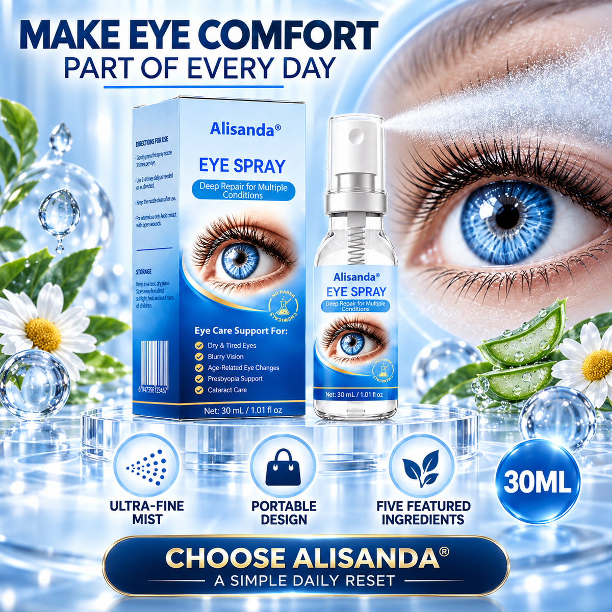 Alisanda® Eye Spray✅For dry eyes, blurry vision, eye strain, presbyopia, and cataracts