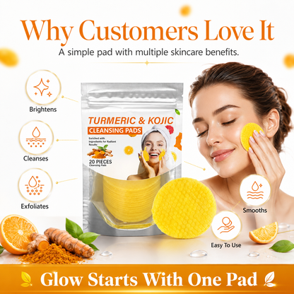 Turmeric & Kojic Acid Cleansing Pads,20pcs🟡