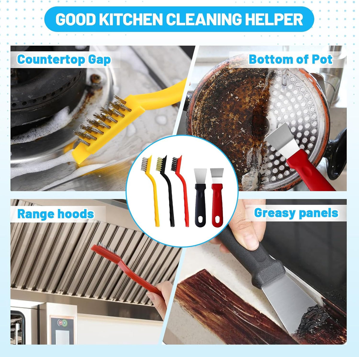 Detail brushes and scrapers used around the kitchen