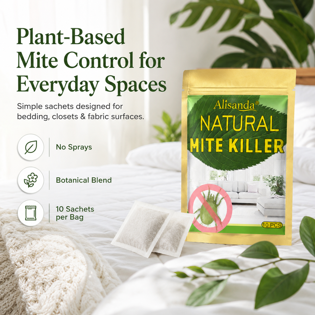 Natural Mite Control Sachet – Plant‑based, non‑toxic & safe around kids & pets