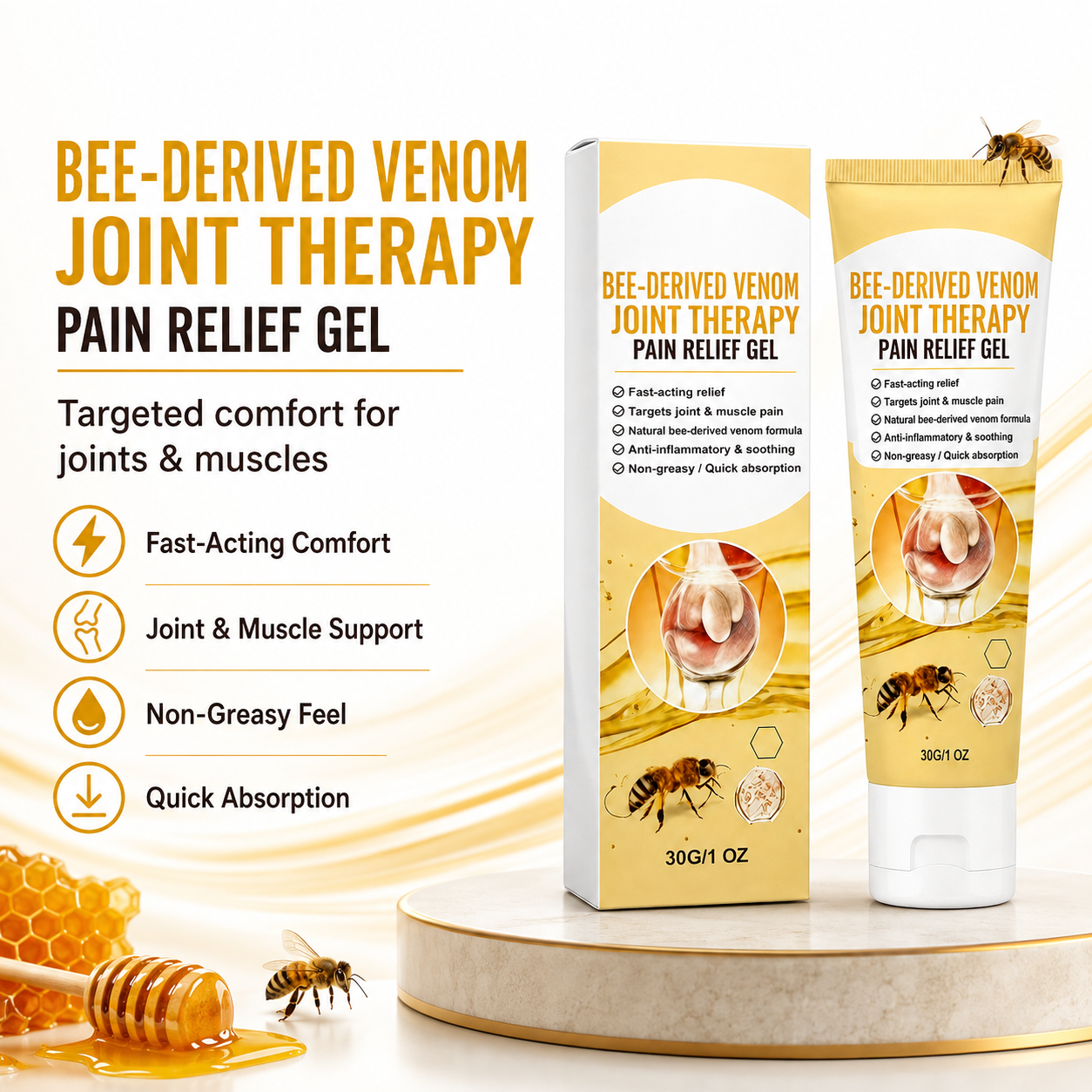Bee-Derived Venom Joint Therapy Pain Relief Gel