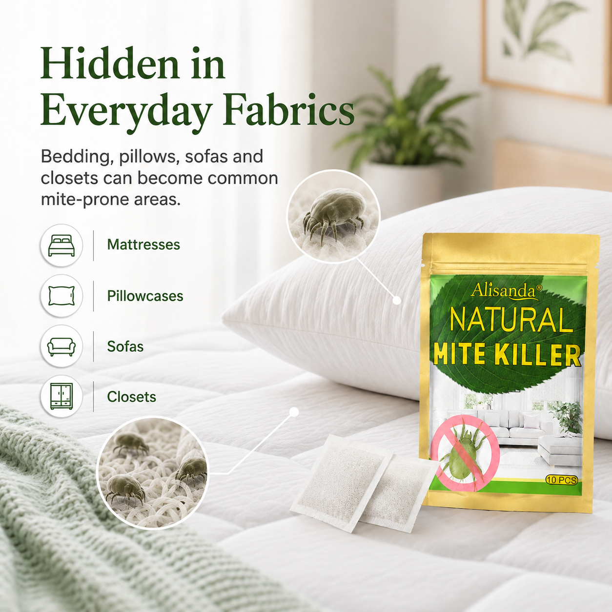Natural Mite Control Sachet – Plant‑based, non‑toxic & safe around kids & pets