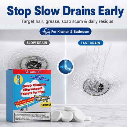 🔥Buy more save more ❤️Powerful Cleaning Effervescent Tablets for Pipe, Fast Dissolve Hair Grease Clogs, Deodorizing Antibacterial Pipe Cleaner