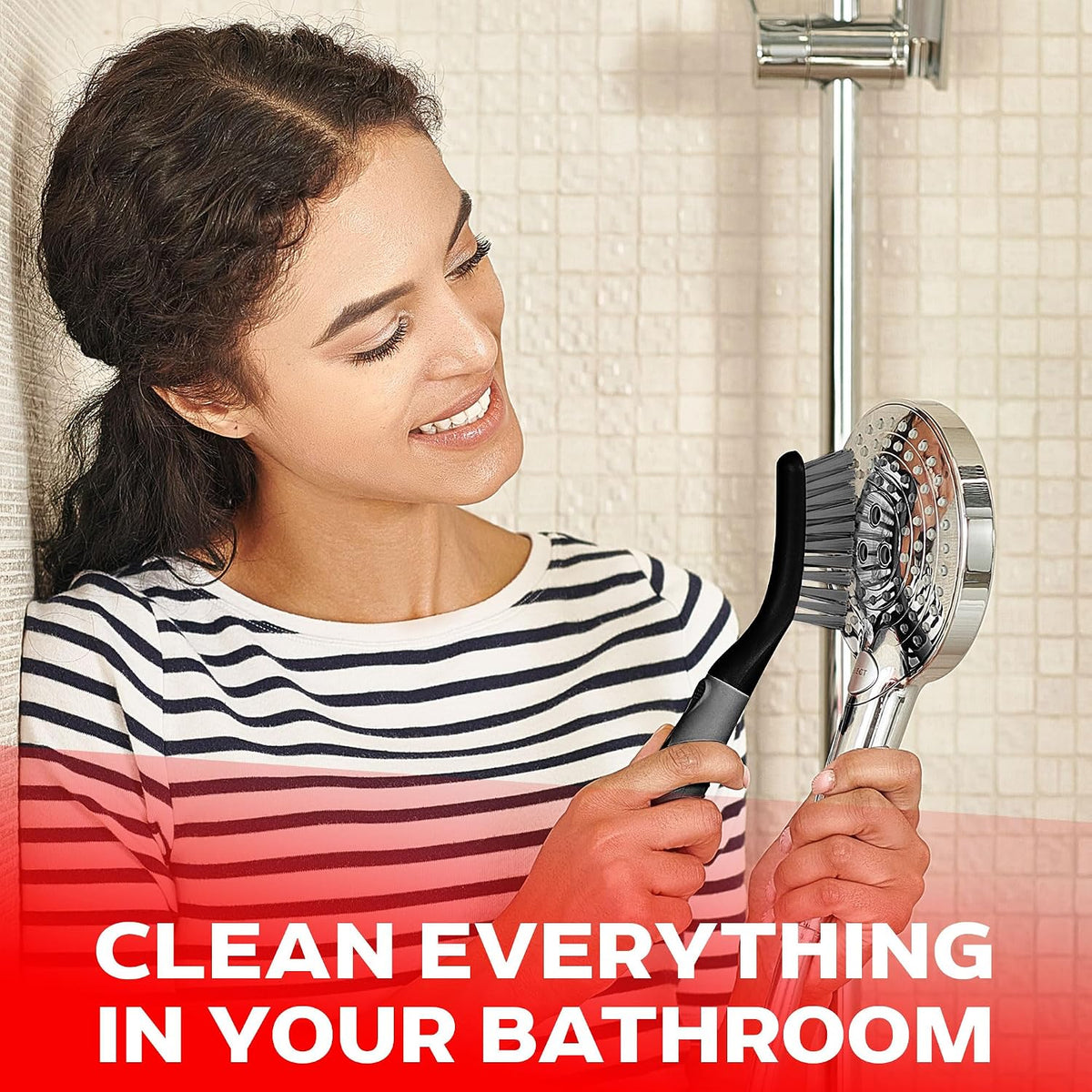 Ergonomic rubberized handle and durable bristle details