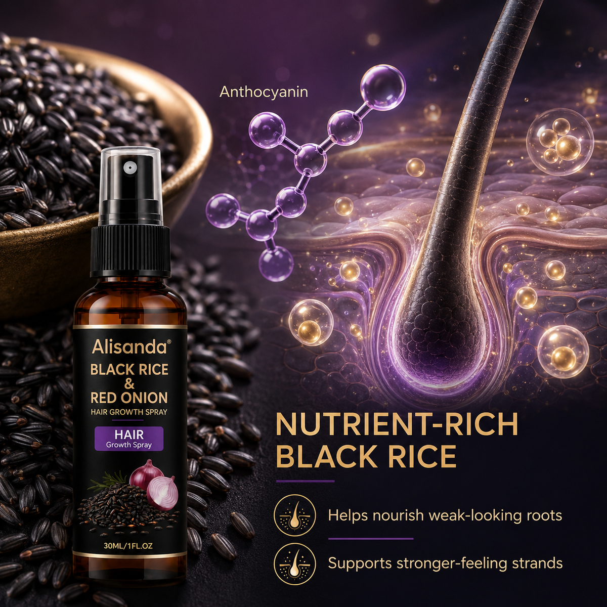 🔥Alisanda® Black Rice & Red Onion Hair Growth Spray