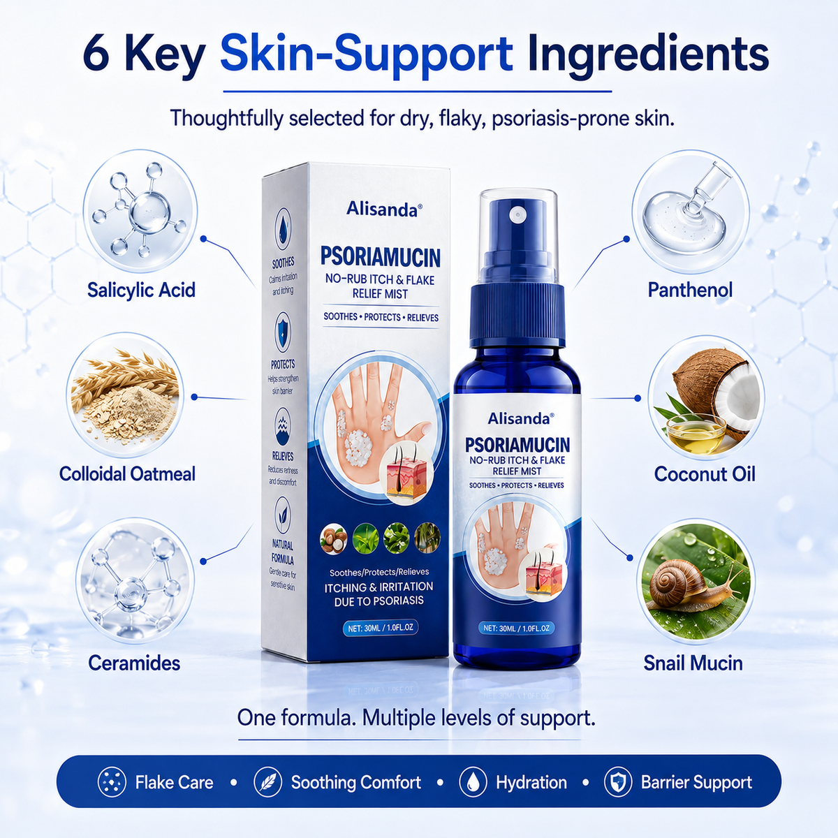 Alisanda® PsoriaMucin No-Rub Itch & Flake Relief Mist