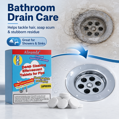 🔥Buy more save more ❤️Powerful Cleaning Effervescent Tablets for Pipe, Fast Dissolve Hair Grease Clogs, Deodorizing Antibacterial Pipe Cleaner