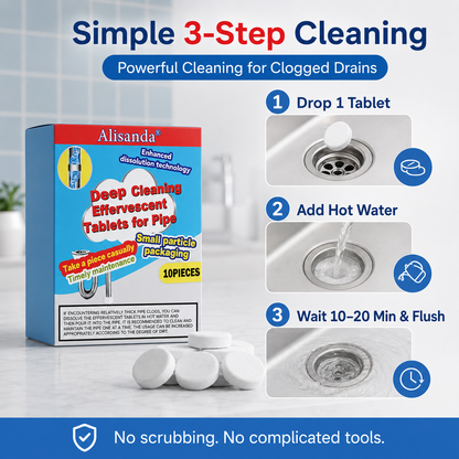 🔥Buy more save more ❤️Powerful Cleaning Effervescent Tablets for Pipe, Fast Dissolve Hair Grease Clogs, Deodorizing Antibacterial Pipe Cleaner