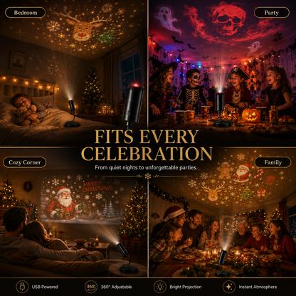 Plug & Play HD Holiday Projector for Christmas & Halloween Decor