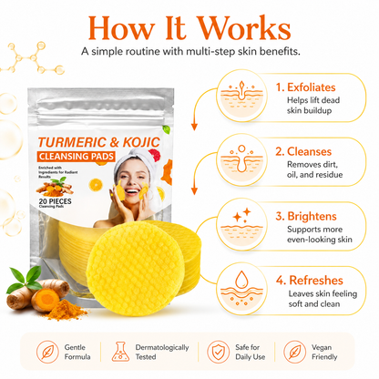 Turmeric & Kojic Acid Cleansing Pads,20pcs🟡