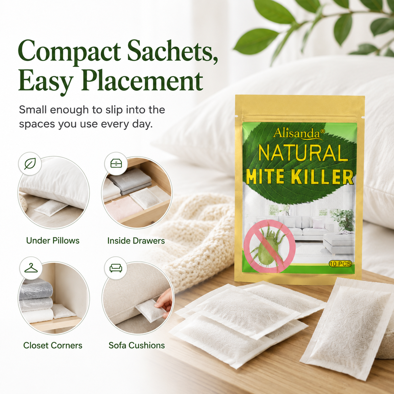 Natural Mite Control Sachet – Plant‑based, non‑toxic & safe around kids & pets