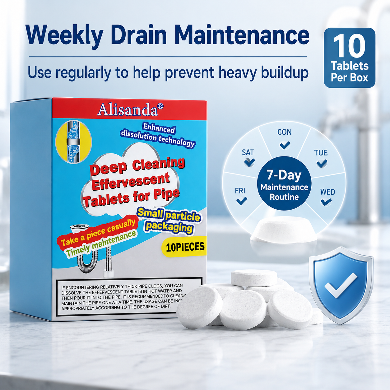 🔥Buy more save more ❤️Powerful Cleaning Effervescent Tablets for Pipe, Fast Dissolve Hair Grease Clogs, Deodorizing Antibacterial Pipe Cleaner