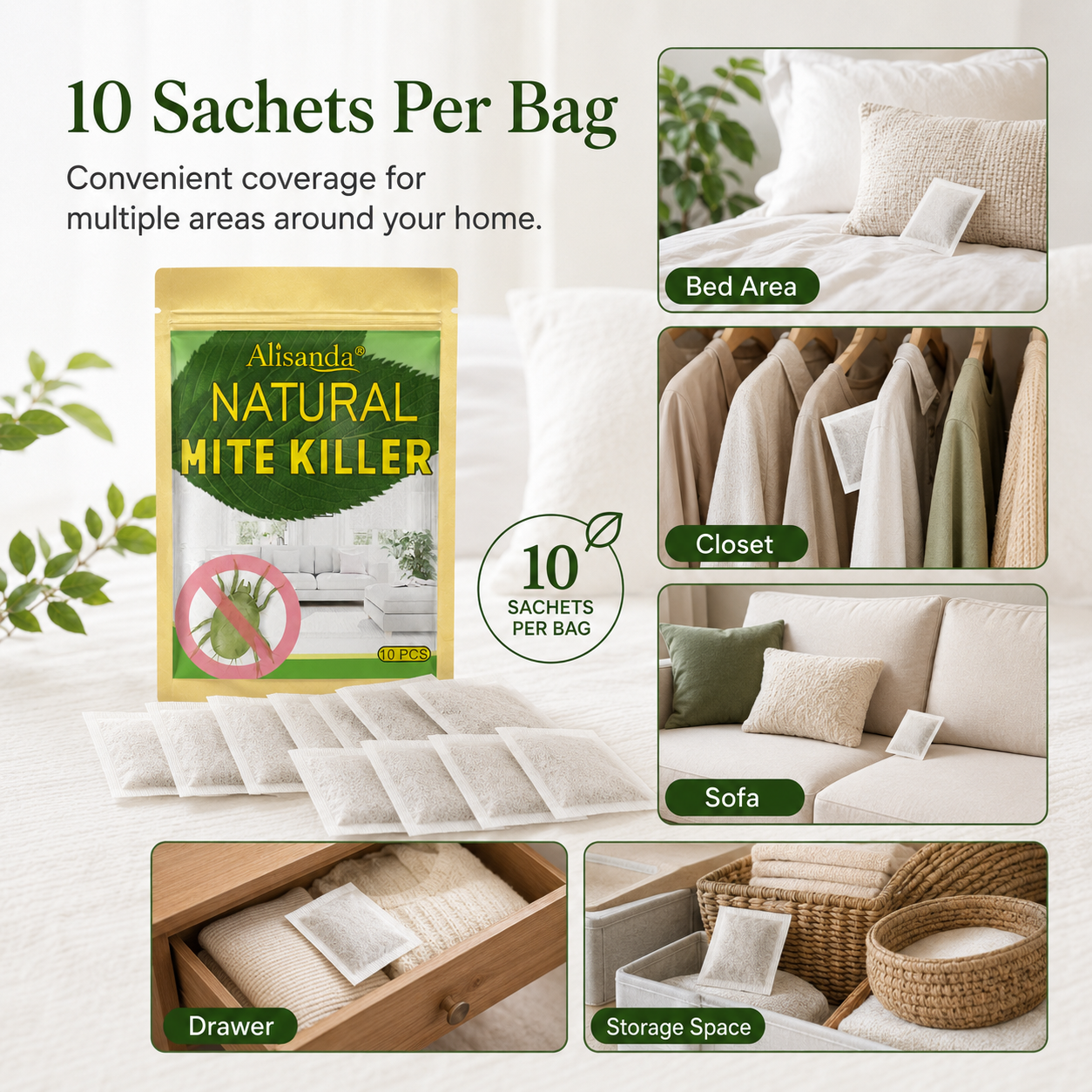 Natural Mite Control Sachet – Plant‑based, non‑toxic & safe around kids & pets