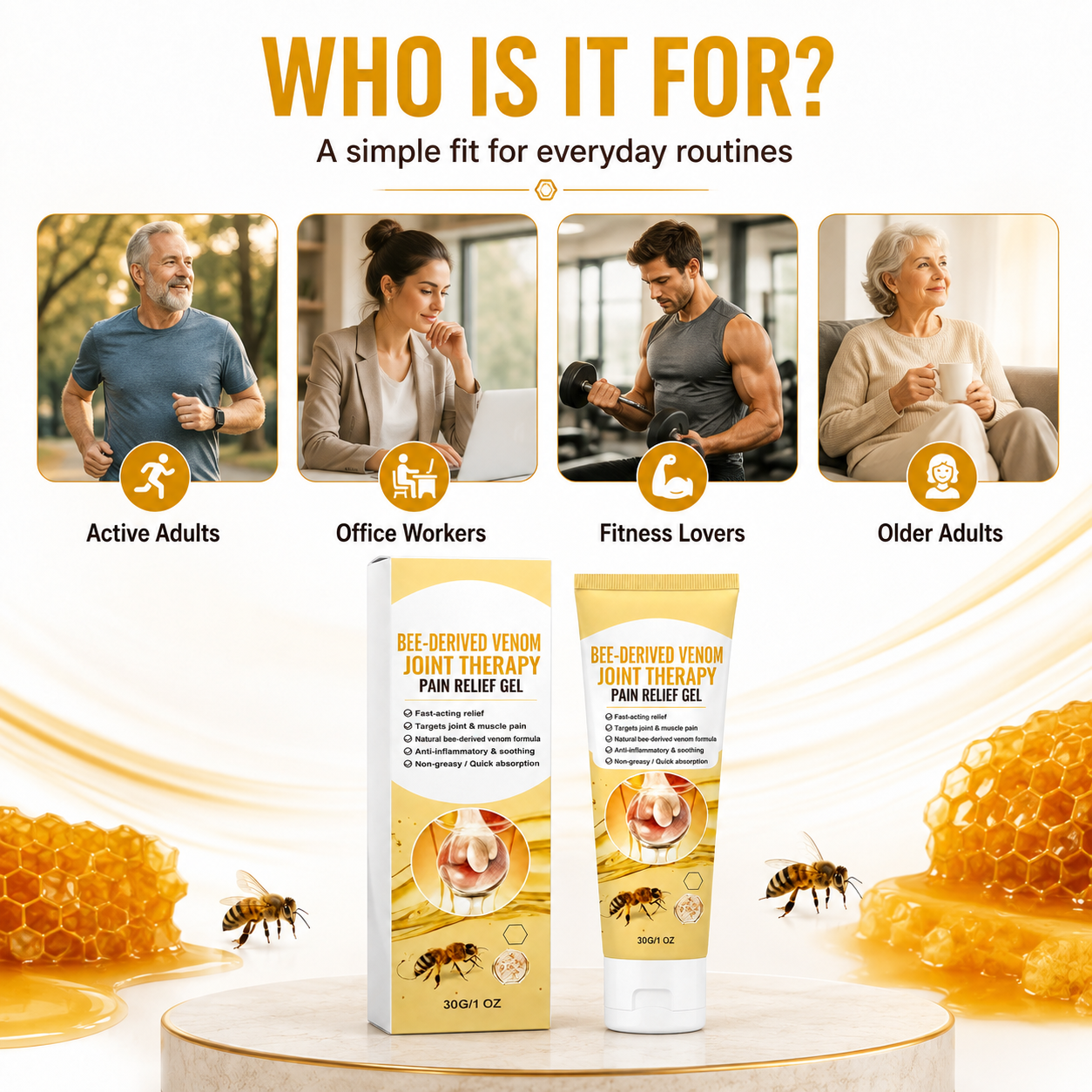 Bee-Derived Venom Joint Therapy Pain Relief Gel