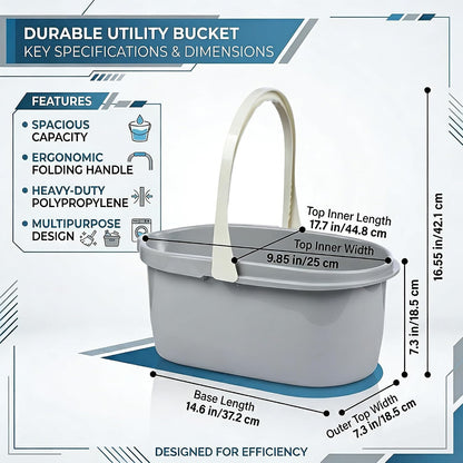 Compact cleaning bucket capacity and exterior dimensions