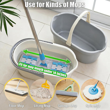Rectangular bucket used with a compact household mop