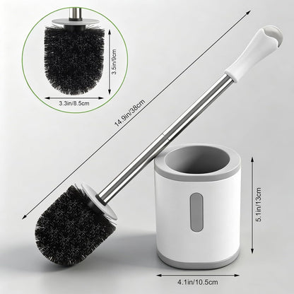 Compact toilet brush dimensions and space-saving holder