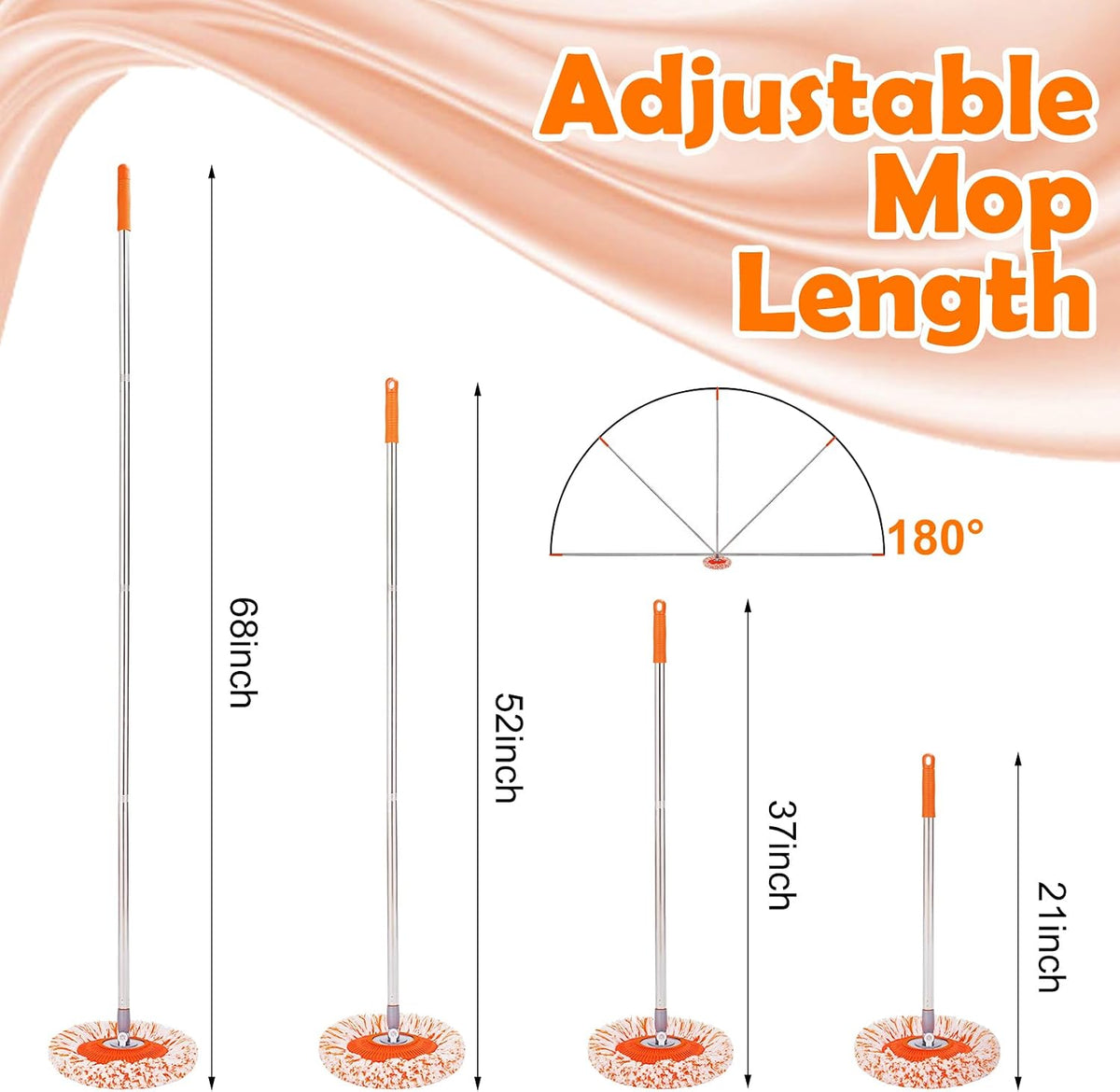 Complete wall mop set with handle holder and two removable pads