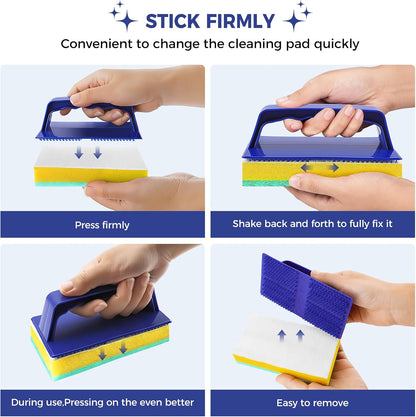 Four-step guide for attaching and removing the sponge pad
