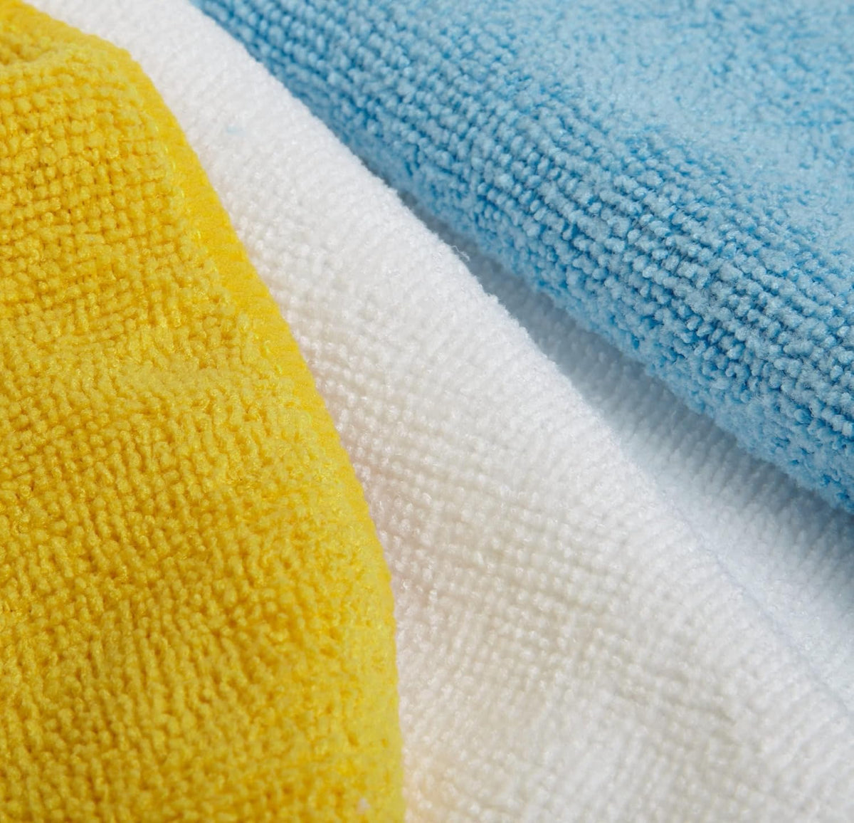 Close-up of the soft microfiber texture in blue white and yellow