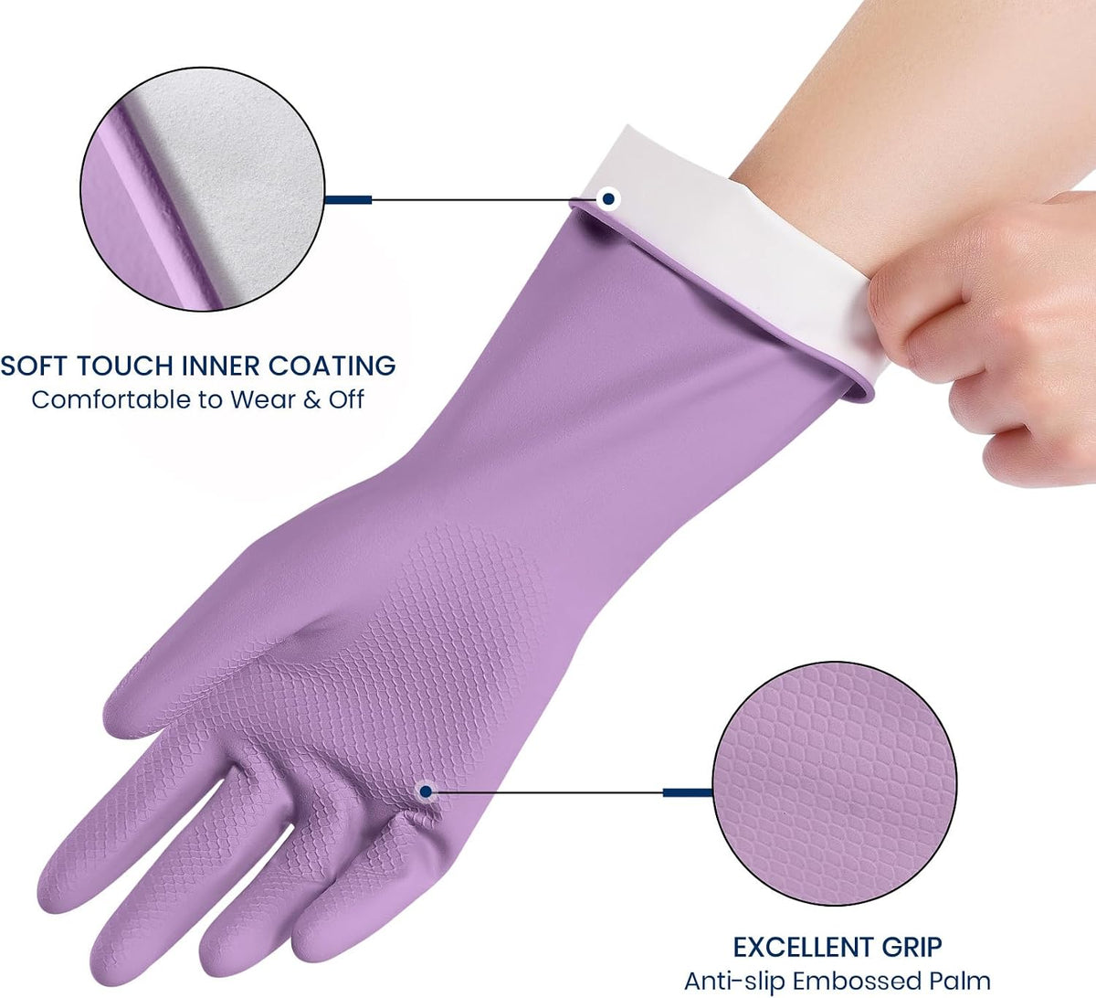 Close-up of the glove inner finish and textured anti-slip palm