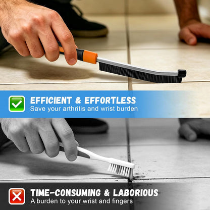 Long crevice brush used along narrow tile grout lines